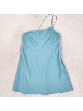 Abercrombie Fitch Romper Womens Large Blue One Shoulder Crepe Mini Party Casual